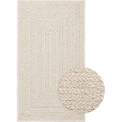 Tapis beige ZIZUR, 60x110 cm, texture jute, convient à une utilisation intérieure et extérieure. (1/5)