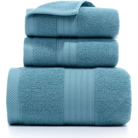 Ensemble de serviettes familiales, lot de 3 : 1 serviette de bain + 2 serviettes pour le visage (1/5)