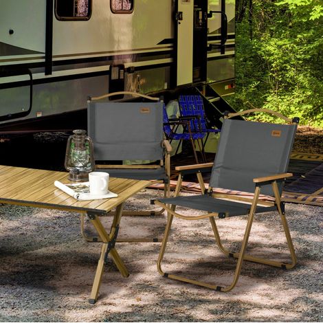 Campingstuhl klappbar aus Polyester in Dunkelgrau mit Stahlrahmen, tragbar mit rutschfesten Füßen (1/5)
