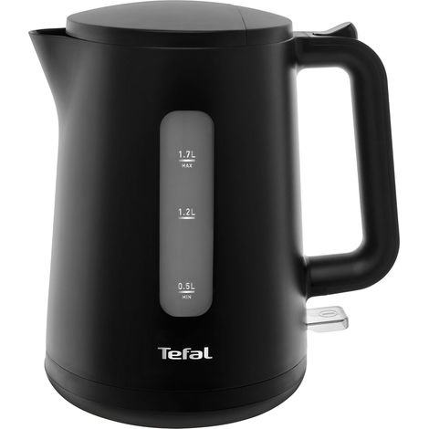 Bouilloire, 2400 W, réservoir d'eau de 1,7 l, avec interrupteur automatique marche/arrêt, filtre anticalcaire, noir mat (1/5)