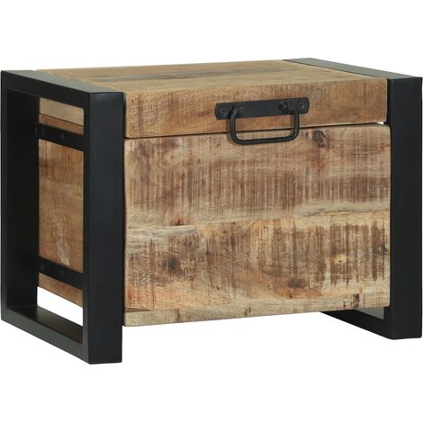 Vidaxl – Coffre de rangement rectangulaire 40 x 30 x 30 cm – Bois de manguier massif – Design industriel pour chambre – Intérieur spacieux