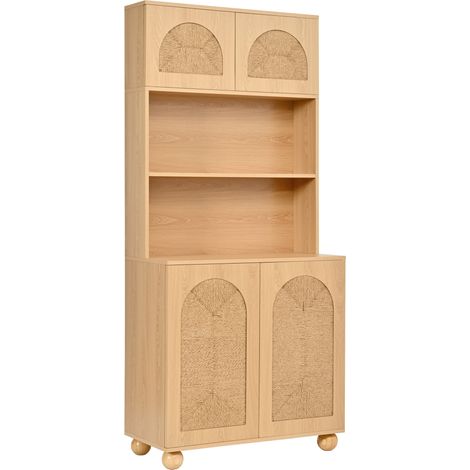 Credenza alta con porte intrecciate, 80 x 40 x 180 cm, naturale (1/5)