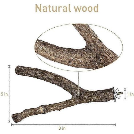 Vogelsitzstange aus Naturholz, 4-teiliges Hängespielzeug, ideal für Wellensittiche, Sittiche und kleine Vögel, robustes und unterhaltsames Käfigzubehör. (1/5)
