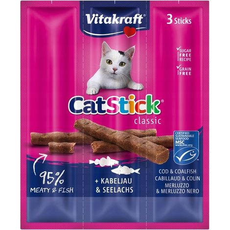 Vitakraft Friandise pour chats Cat-Stick mini Cabillaud & Aiglefin - 3 x 6 g (1/2)