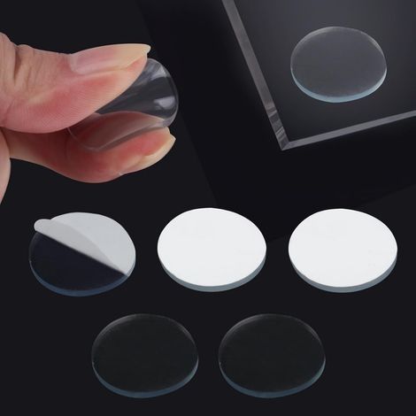 80 Pcs Tampons de Table en Verre, 25 mm x 2,2 mm Table Plateau Verre Anti Dérapant, Entretoises de Dessus de Table en Verre Transparent, Pare-Chocs en Plastique pour Dessus de Table en (1/5)