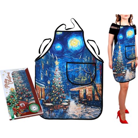 Grembiule da cucina Carmani, ispirato al dipinto di Van Gogh "Notte di Natale sotto le stelle". (1/4)