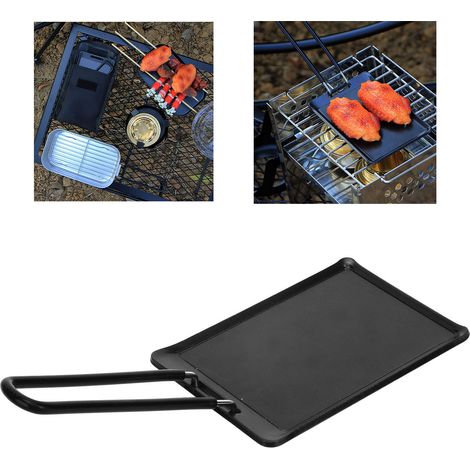 Kleine Grillpfanne mit Antihaftbeschichtung für Barbecue, quadratische Grillpfanne, Steak-Grillpfanne, Teppanyaki-Grillpfanne, tragbare Grillpfanne aus reinem Gusseisen für Outdoor-Camping. (1/5)