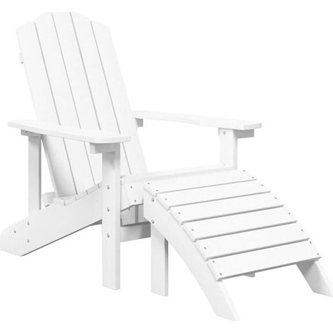 Chaise de jardin Adirondack, avec repose-pieds, en polyéthylène haute densité, blanche. (1/5)