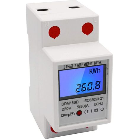 Single-phase DIN-rail energy meter 5-80A 220V 50Hz Electronic KWh meter with LCD backlit digital display DDM15SD (1/5)