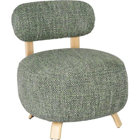 Fauteuil en tissu vert et pieds en métal effet bois Pascaline (1/5)
