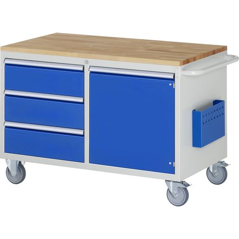 Werkstattwagen Buchenplatte H795xB1145xT650mm lichtgrau/blau RAU (1/2)