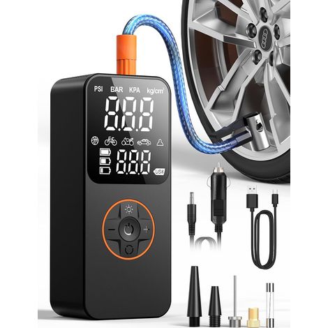 Inflador de neumáticos de 150 PSI, 6000 mAh, pantalla grande, apagado automático, LED, para coche/moto/bicicleta. (1/4)