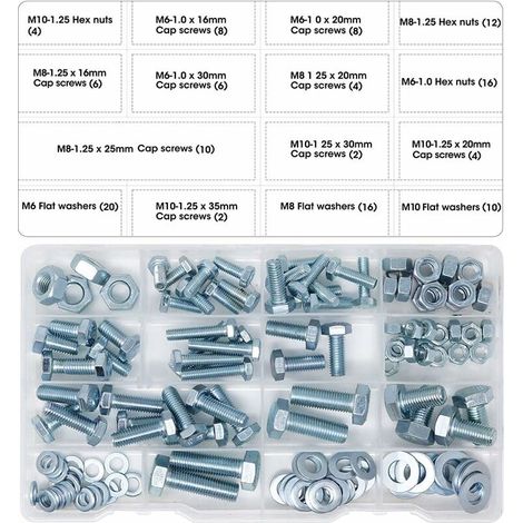 Kit M6 M8 M10 Hex Head Button Socket Head Cable Bolts Screws with Nuts Assortment Bolt ,ladacèe (1/5)