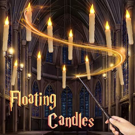 Lot de 12 Bougies Flottantes LED avec Télécommande Baguette Magique, Sans Flamme, Décoration Suspendue pour Maison et FêteLumière blanc chaud (1/5)