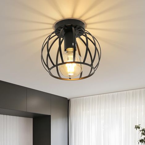 Plafonnier rétro, lustre industriel en métal, lustre, adapté à la chambre, au salon, au couloir (ampoule non incluse, noir) (1/5)