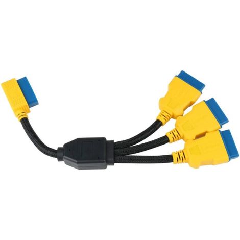 OBD-2-Kabelverlängerungs-Splitter-Adapter – OBDII 16-polig, 1 Stecker auf 3 Buchsen, OBD-Auto-Verlängerungskabel, ein Punkt auf drei Windungen, verstärkte Nylonverkabelung, OBD, ein bis drei Leitungen (1/5)