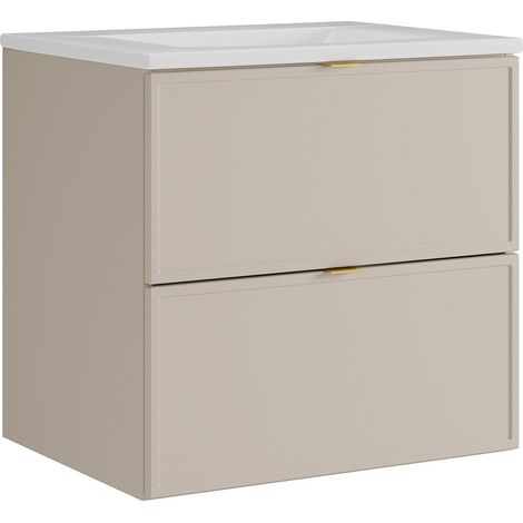 Mobile bagno sospeso con lavabo da incasso Beige 60 cm - ONDIL