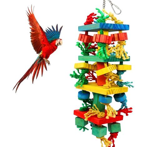 Bird Parrot Chew Toy Cage Bite Wooden Block Small Tear Cockatiels Lovebird Cone (1/5)