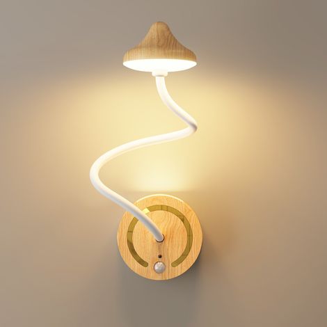 Applique murale LED rechargeable effet bois, tube flexible, détection de présence, 1 pièce (1/2)