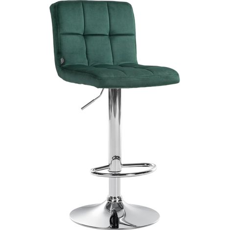 Tabouret de bar Pérou velours Vert Chrome (1/5)