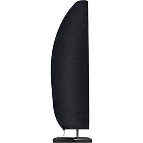 Housse de parasol imperméable et coupe-vent en polyester Ripstop 210D Oxford – Noir, surdimensionnée avec fermeture éclair (205 × 25/48/57 cm) (1/5)