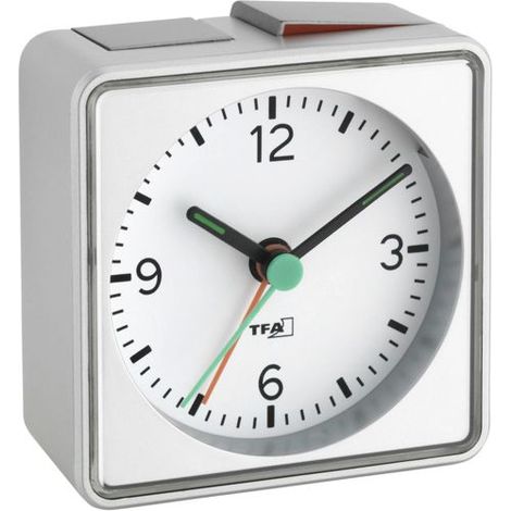 TFA Dostmann 60.1013.54 Quarz Wecker Silber Alarmzeiten 1 Fluoreszierend Zeiger (1/2)