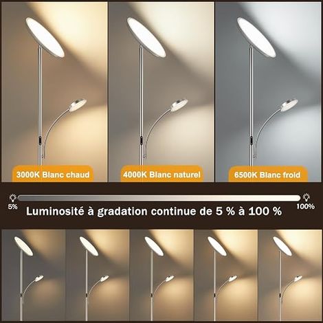 LED Floor Lamp, Floor Lamp with Remote Control and Touch Control, Color Temperature 3000K-6500K, Floor Lamp for Living Room, Bedroom or Office (1/4)