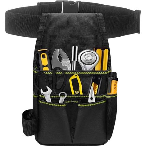 Ceinture Porte Outil, Multi-Poches Pratique avec Ceinture Réglable Idéale pour Artisans, Électriciens & Jardiniers Sac à Outil Durable pour un Accès Rapide aux Outils - 18 x 14 x 6 cm (1/5)