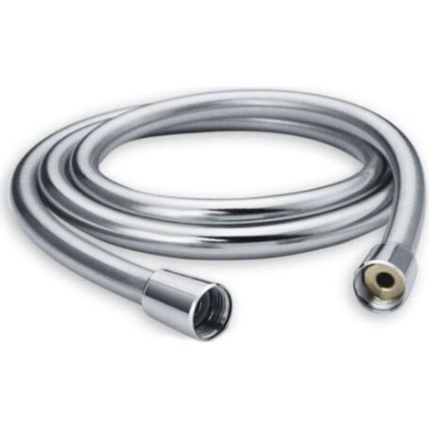 Manguera de ducha de 150 cm con protección antitorsión, resistente a las torceduras, probada para agua potable a presión, color plata. (1/4)