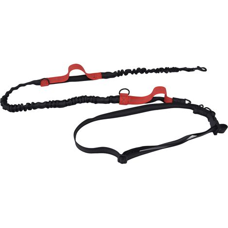 Laisse de promenade pour chien réfléchissante, poignées doubles extensibles, cordon de course portable, rouge, pratique pour le jardin et les activités sportives. (1/5)