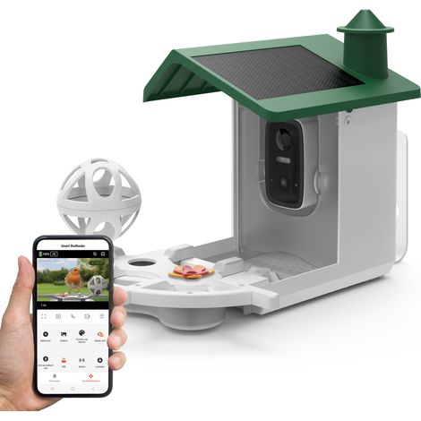 Avidsen – Mangeoire connectée sans fil solaire avec vision nocturne – Panneau photovoltaïque et batterie intégrée – 127164