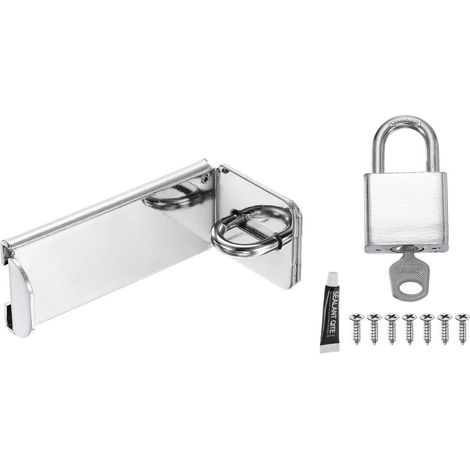 Verrou de porte à 90 degrés avec cadenas, loquet de sécurité d'angle droit en acier allié, ton argent