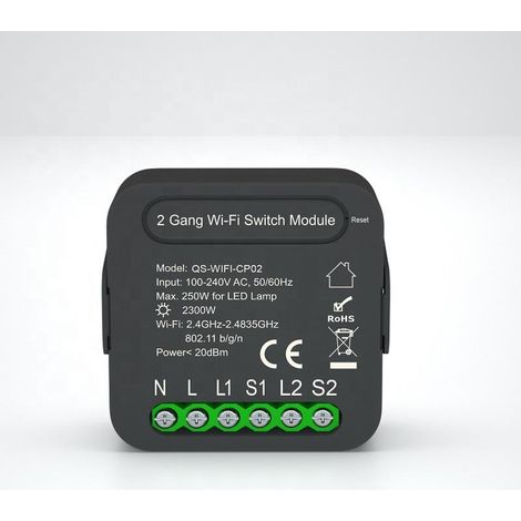 Module Double Interrupteur WiFi Noir - SILAMP