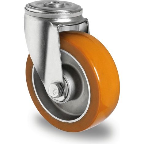 RUEDA 125 GIRATORIA TALADRO POLIURETANO ARO METAL 180 K