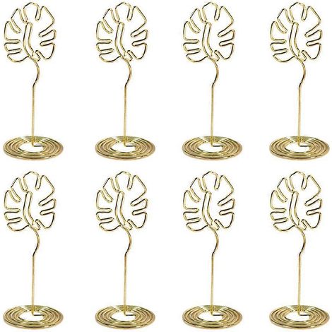 Lot de 8 supports Monstera en métal plaqué or, décoration de bureau, cadeau avec signature à gratter (doré)-94cm