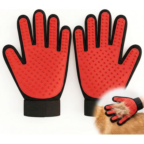 Gant Toilettage Animaux 2 Pièces Brosse Poils Chat Chien Massage (1/5)