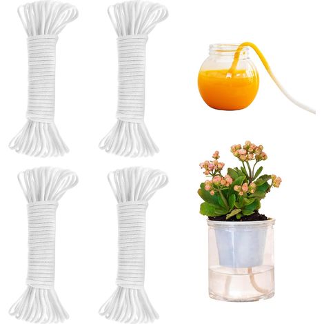 Cordon d'arrosage automatique - 36 mètres - Fibre polyester - Système goutte à goutte - Plantes intérieur vacances - Blanc 4mm (1/5)