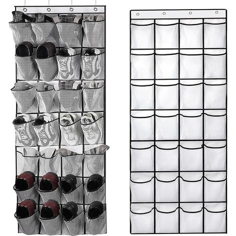 Range Chaussures Suspendu,Rangement Chaussure Porte,28 Poches Porte Chaussures Suspendu,Over the Door Storages,Range Chaussure Gain de Place (Blanc) (1/5)