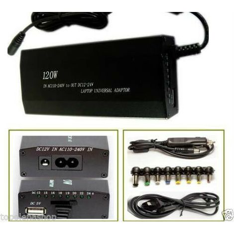 ALIMENTATORE UNIVERSALE 120W NOTEBOOK CASA AUTO USB UNIVERSALE NOTEBOOK
