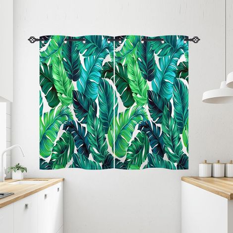 Rideau Occultant Tropical Vert Palmier Feuille Rideau Thermique Isolant Tenture Opaque à Oeillets Draperies Intérieurs pour Maison Chambre Salon 2 Panneaux L 60 x H 90 cm - 60L X 90H cm (2 Panneaux) (1/5)
