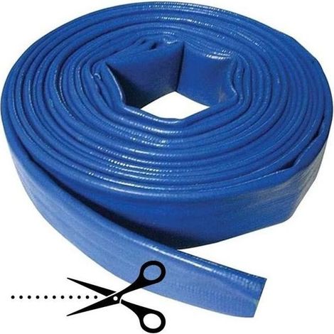 Tuyau de refoulement plat 25mm – Couper au mètre – Polyester PVC bleu – Pression max 6 bars – Pour vidange piscines et étangs (1/5)