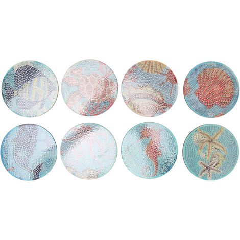 Set de 8 dessous de verre strass océan, couleurs vives, kit art scintillant bricolage enfants adultes, activité créative manuelle (1/5)