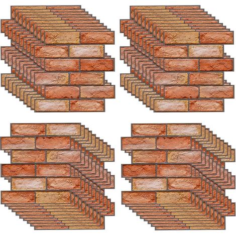 Papier peint mural 3D autocollant brique en PVC – 40 pièces de 30 x 30 cm, revêtement décoratif facile à poser (1/5)