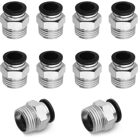 Lot de 10 raccords pneumatiques mâles 1/2 NPT 12 mm à connexion rapide PC12-N4 pour compresseur industriel (1/5)