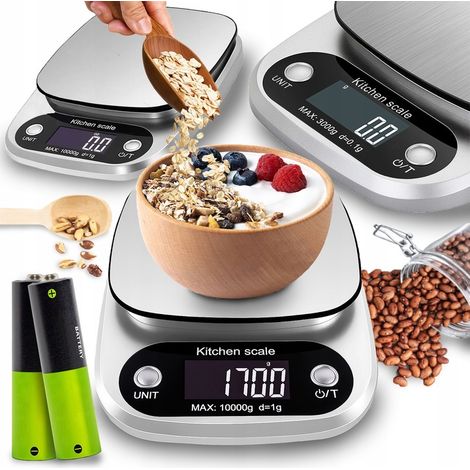 Báscula de cocina de precisión 10000 g/0,1 g con pantalla LCD para joyeros + pilas