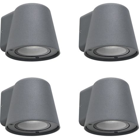 Cone - 4 Apliques de Pared Exterior de 1 Foco GU10 con IP44 de Color Negro (1/5)