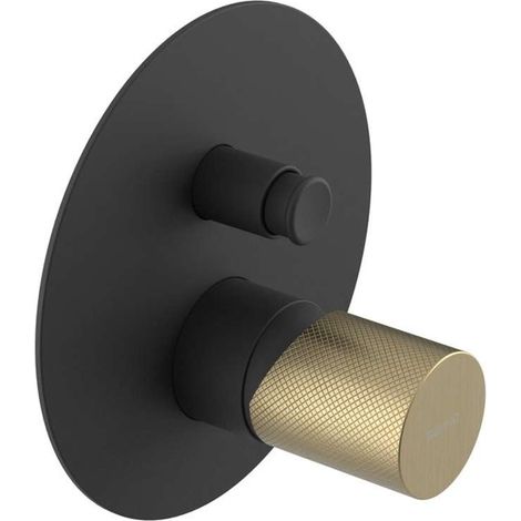 Sapho Ultratap - Unterputzarmatur, für 2 Verbraucher, mit Einbaukörper, schwarz matt/gold matt UT042TBG (1/2)