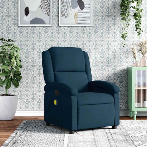 Massagesessel Blau Samt