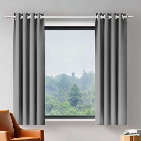 Tende oscuranti termiche con occhielli, grigie, 2 pezzi, 107x160 cm