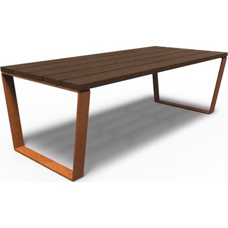 Adezz Gartentisch Serie MIO 230 x 100 x 76 cm Tischplatte Holz Bambus Rahmen Cortenstahl